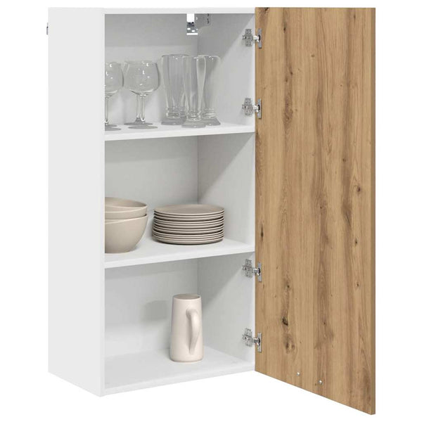 vidaXL Wall Cabinet with Door Artisan Oak and White 50 x 31 x 100 cm