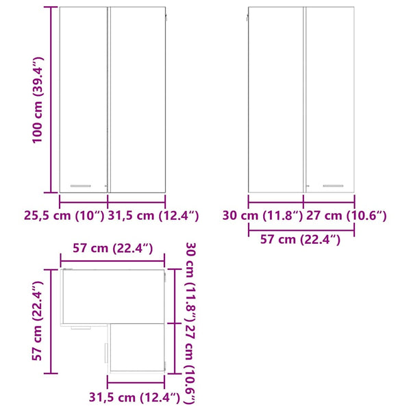 Hängeschrank Artisan Eiche/Weiß 57x100 cm