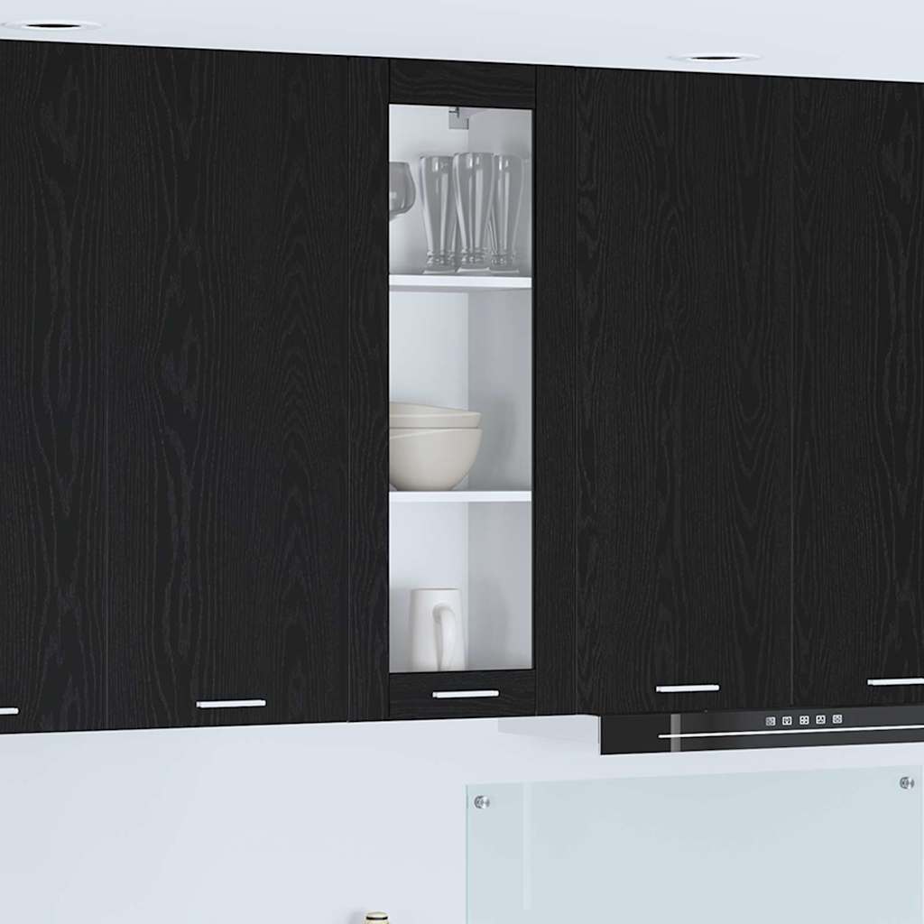 vidaXL Wall Cabinet with Storage Black Oak-Look 40 x 31 x 100 cm