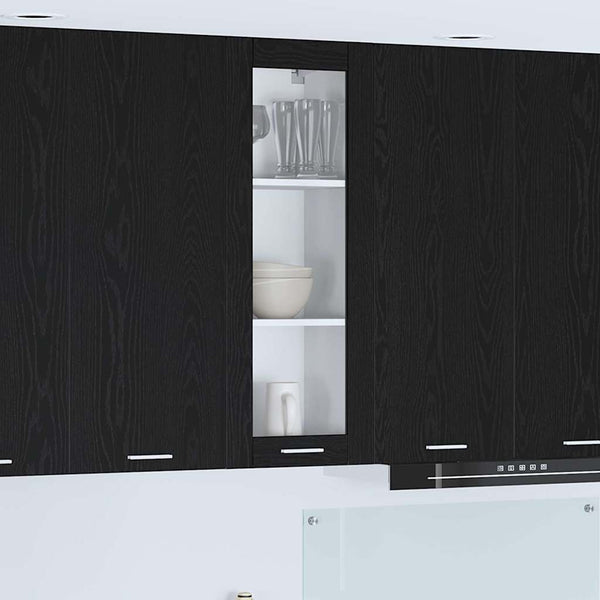 vidaXL Wall Cabinet with Storage Black Oak-Look 40 x 31 x 100 cm