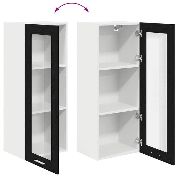 vidaXL Wall Cabinet with Storage Black Oak-Look 40 x 31 x 100 cm