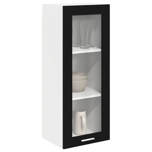 vidaXL Wall Cabinet with Storage Black Oak-Look 40 x 31 x 100 cm