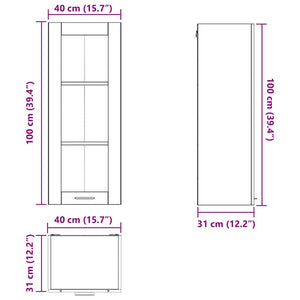 vidaXL Wall Cabinet Sonoma Oak 40x31x100 cm Engineered Wood