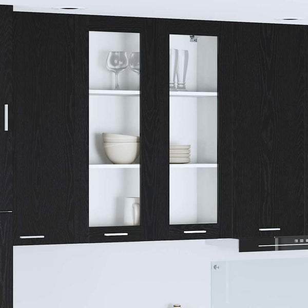 vidaXL Wall Cabinet with Storage Black Oak Look 80 x 31 x 100 cm