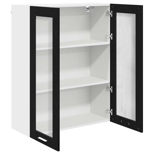vidaXL Wall Cabinet with Storage Black Oak Look 80 x 31 x 100 cm