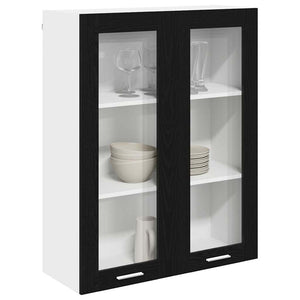 vidaXL Wall Cabinet with Storage Black Oak Look 80 x 31 x 100 cm