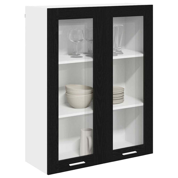 vidaXL Wall Cabinet with Storage Black Oak Look 80 x 31 x 100 cm