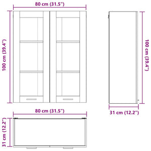 vidaXL Wall-Mounted Cabinet Sonoma Oak 80 x 31 x 100 cm Engineered Wood
