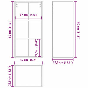 vidaXL Wall Cabinet Black Oak Look 40 x 29.5 x 80 cm