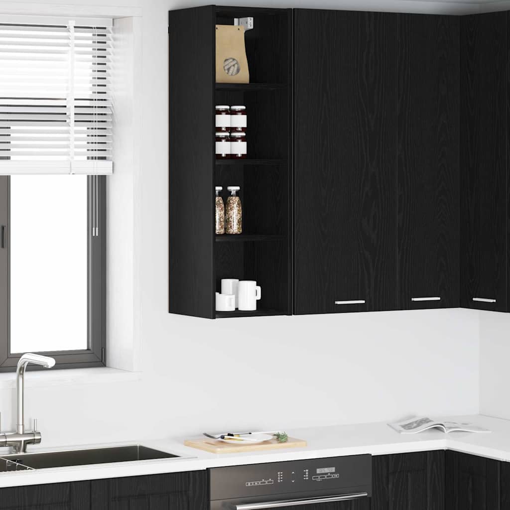 vidaXL Wall Cabinet Black Oak Look 30 x 29.5 x 100 cm