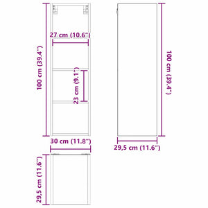 vidaXL Wall Cabinet Black Oak Look 30 x 29.5 x 100 cm