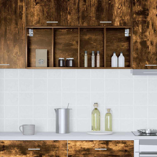 vidaXL Wall Cabinet Smoked Oak 40x29.5x100 cm Engineered Wood