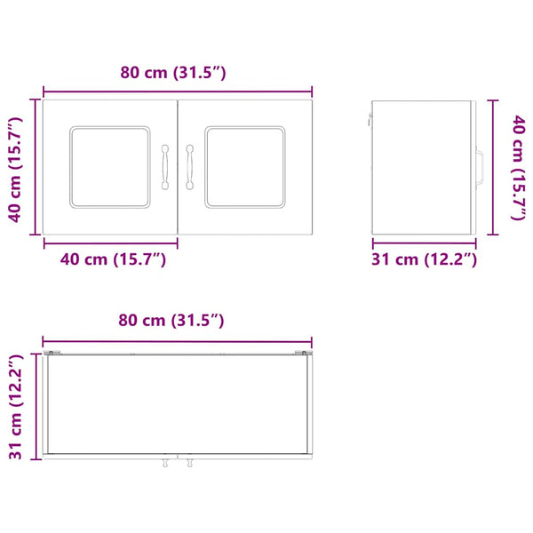 vidaXL Kitchen Wall Cabinet Kalmar Brown Oak Look 80 x 31 x 40 cm