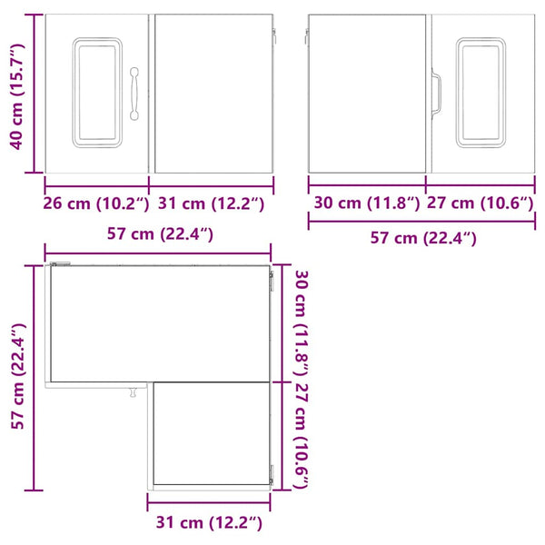 vidaXL Kitchen Cabinet Kalmar Smoked Oak 57 x 57 x 40 cm
