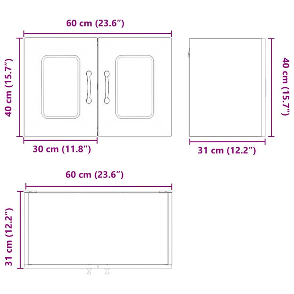 vidaXL Kitchen Wall Cabinets Kalmar 2 pcs Smoked Oak 60 x 31 x 40 cm