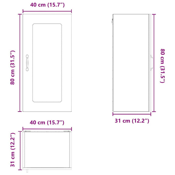 vidaXL Kitchen Cabinet Kalmar Smoked Oak 40 x 31 x 80 cm
