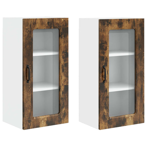 vidaXL Kitchen Cabinet Kalmar 2 pcs Smoked Oak 40 x 31 x 80 cm