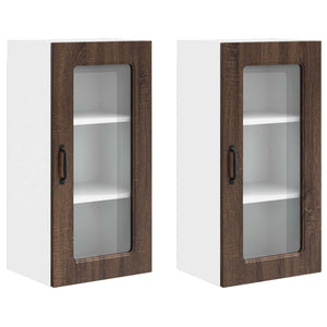 vidaXL Kitchen Cabinet Kalmar 2 pcs Brown Oak Look 40 x 31 x 80 cm