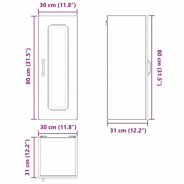 vidaXL Kitchen Cabinet Kalmar 2 pcs Brown Oak-Look 30 x 31 x 80 cm