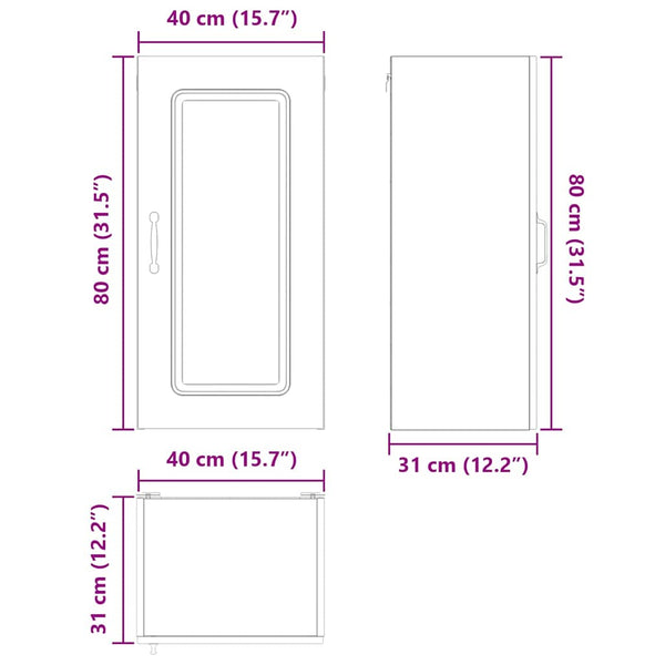 vidaXL Kitchen Cabinet Kalmar Brown Oak Look 40 x 31 x 80 cm