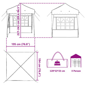 vidaXL Pop-Up Party Tent Terracotta 195 x 195 x 245 cm