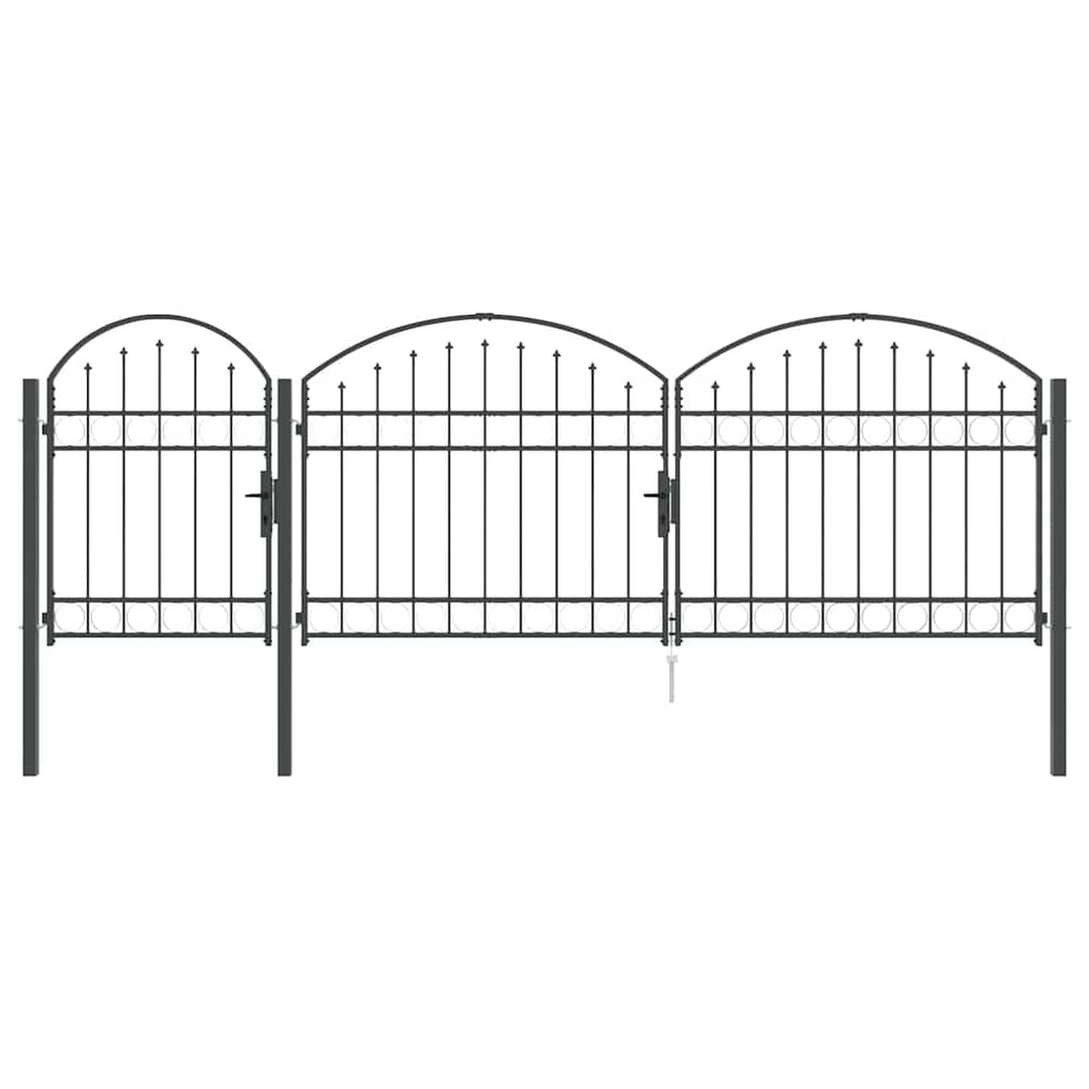 vidaXL Garden Gate with Arched Top Assen Grey 4 x 1.25 m Steel
