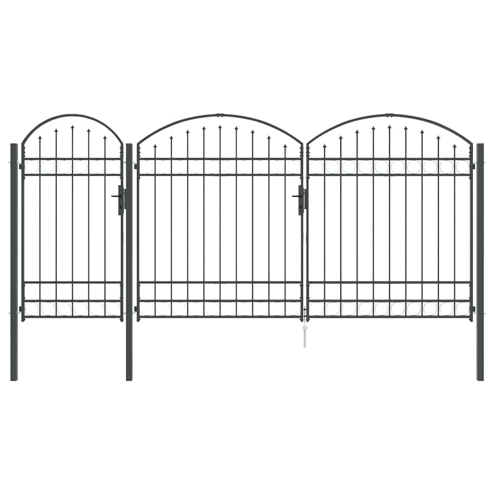 vidaXL Garden Gate with Arched Top Assen Grey 400 x 125 cm Steel