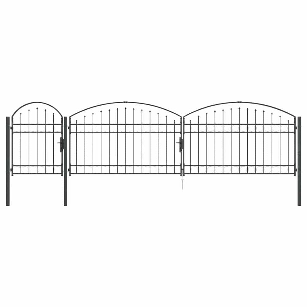 vidaXL Garden Gate with Arched Top Assen Grey 500 x 75 cm Steel