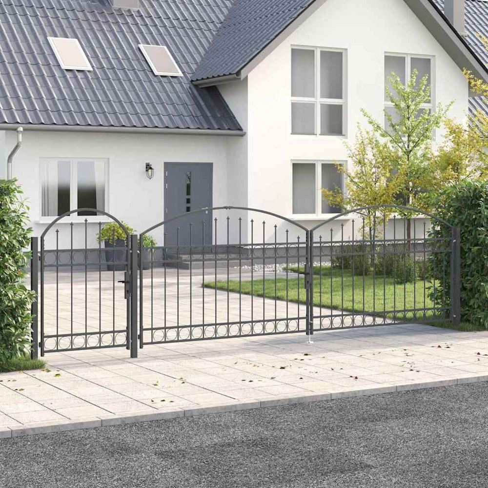 vidaXL Garden Gate with Arched Top Assen Grey 500 x 100 cm Steel