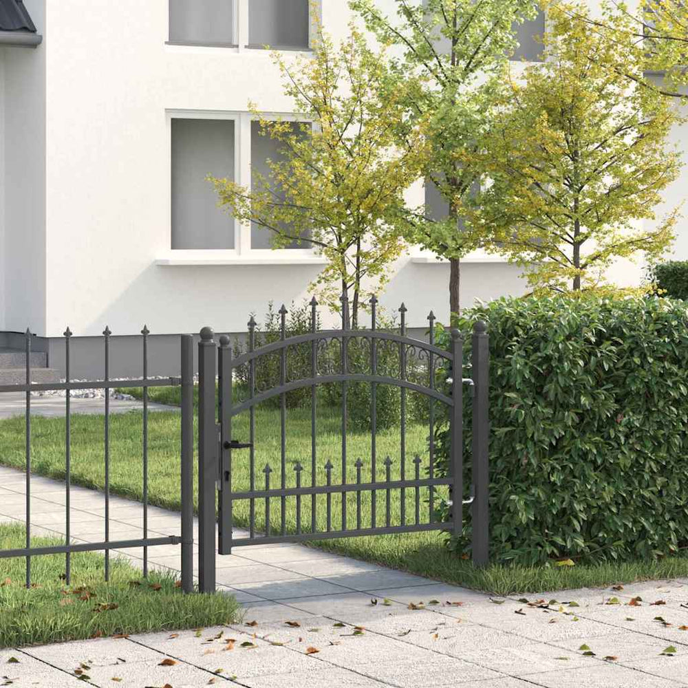vidaXL Fence Gate with Spear Top KAMPEN 103 x 75 cm Steel Grey