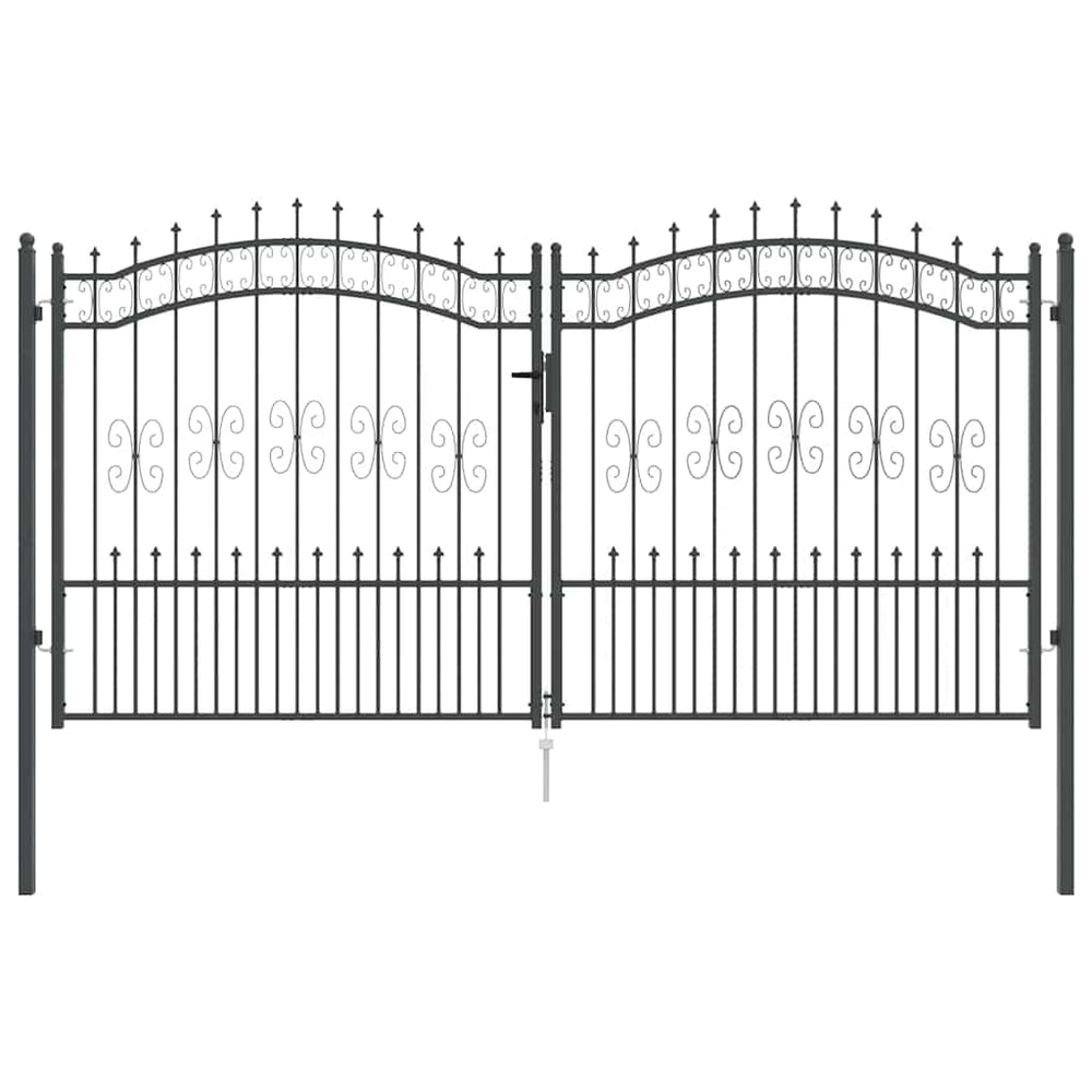 vidaXL Fence Gate with Spear Top KAMPEN 305 x 150 cm Steel Grey