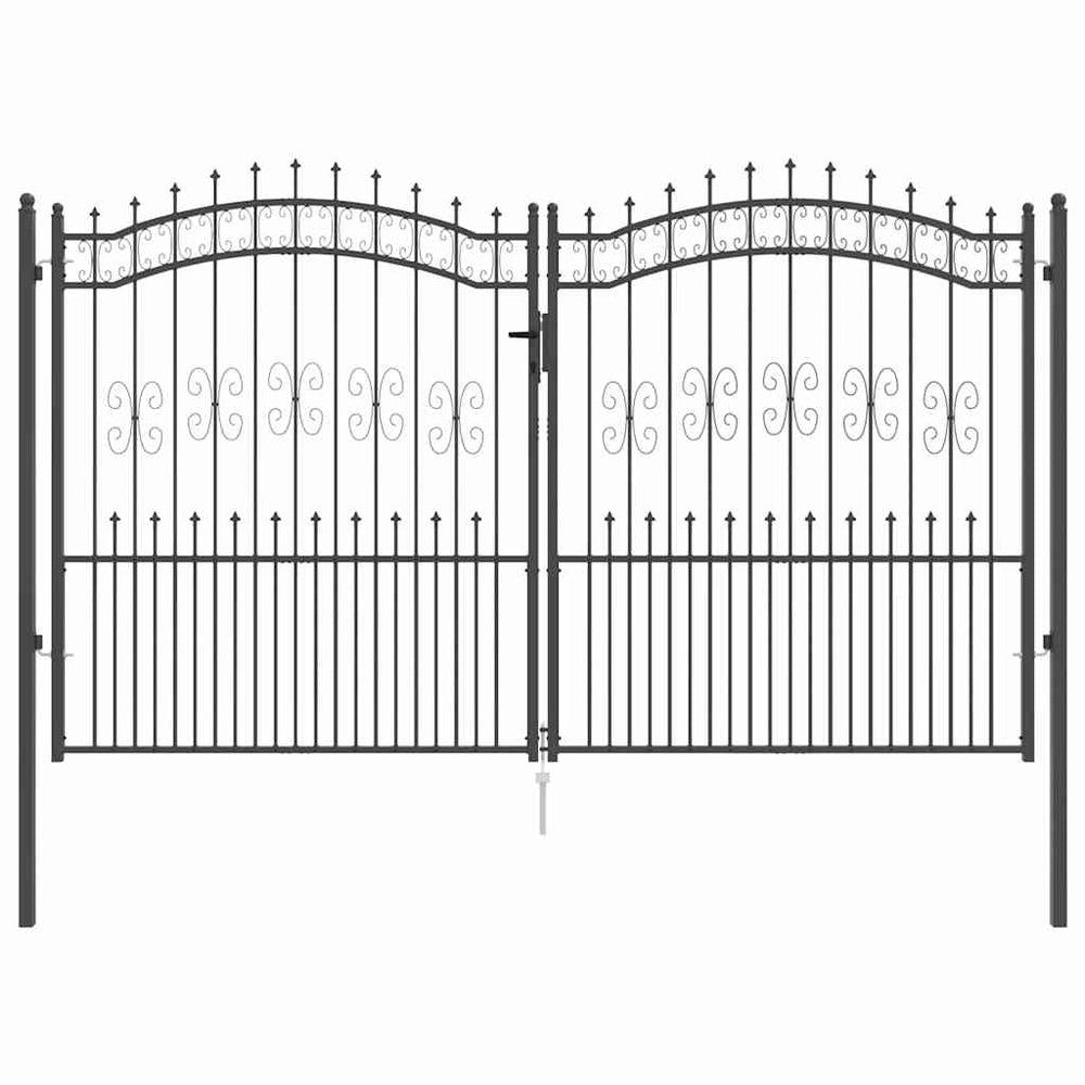 vidaXL Gate with Spear Top KAMPEN 305 x 175 cm Steel Grey
