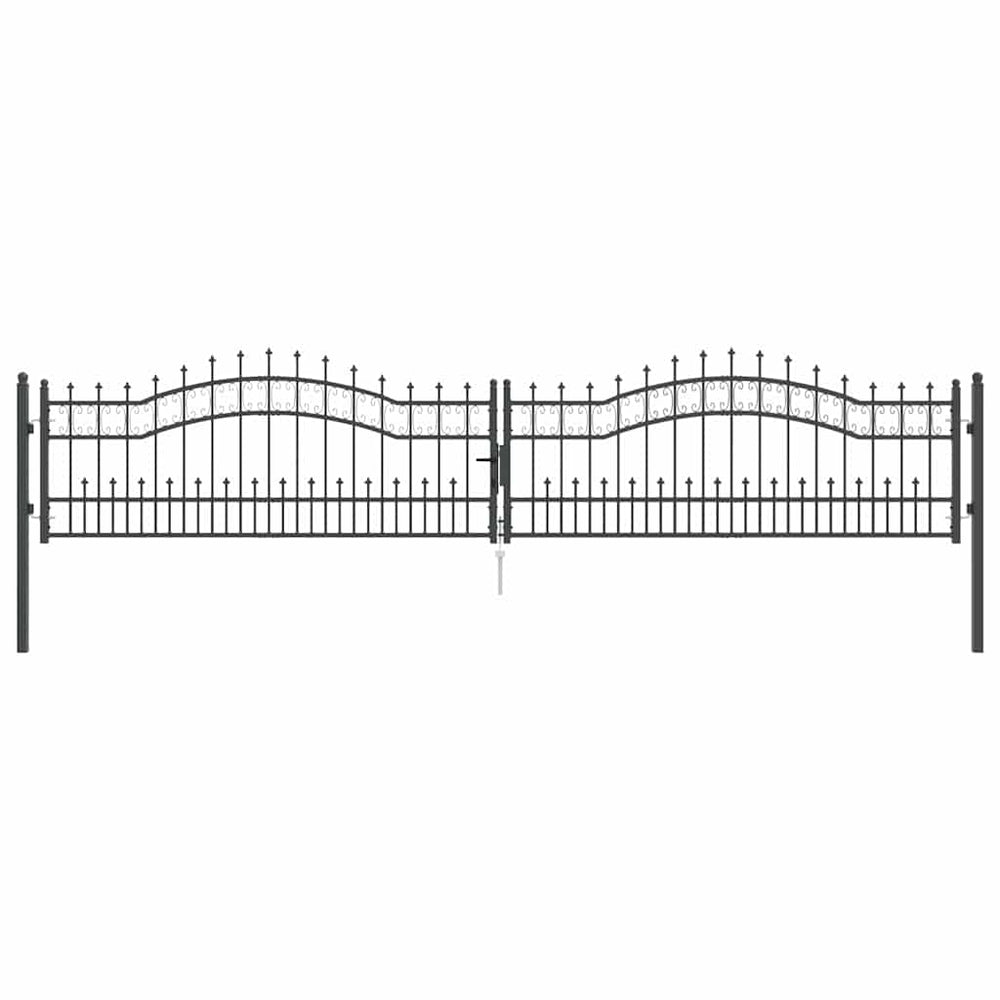vidaXL Fence Gate with Spear Top KAMPEN 404 x 75 cm Steel Grey