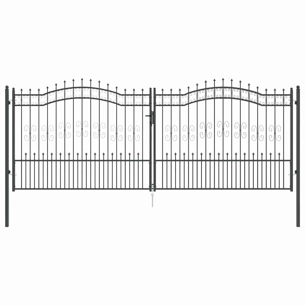 vidaXL Fence Gate with Spear Top KAMPEN 404 x 150 cm Steel Grey