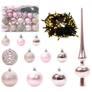 vidaXL Christmas Ball Set with 150 LEDs 61 pcs Pink Plastic
