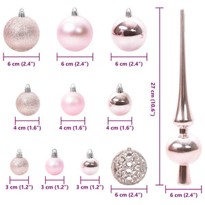 vidaXL Christmas Ball Set with 150 LEDs 61 pcs Pink Plastic