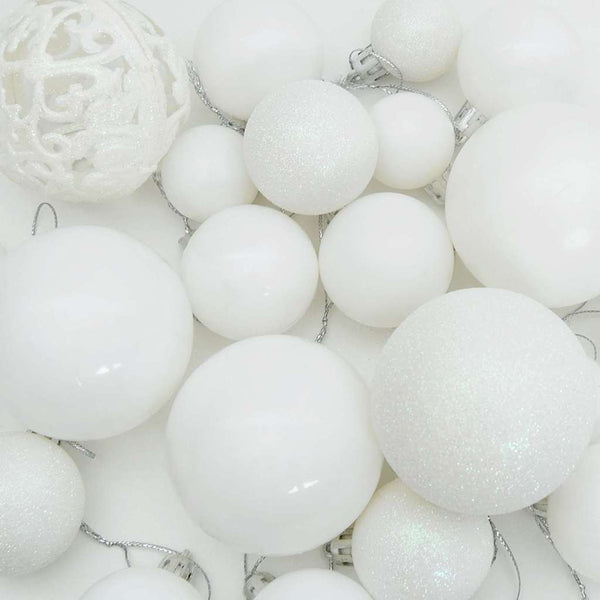 vidaXL Christmas Bauble Set with 300 LEDs 120 pcs White Plastic