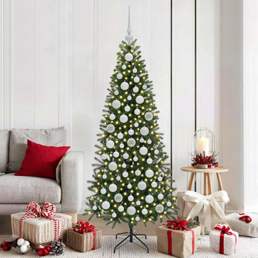 vidaXL Christmas Bauble Set with 300 LEDs 120 pcs White Plastic
