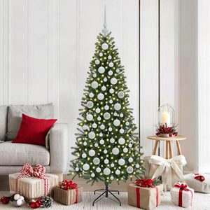 vidaXL Christmas Bauble Set with 300 LEDs 120 pcs White Plastic