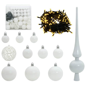 vidaXL Christmas Bauble Set with 300 LEDs 120 pcs White Plastic