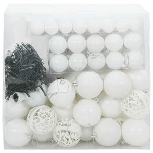 vidaXL Christmas Bauble Set with 300 LEDs 120 pcs White Plastic