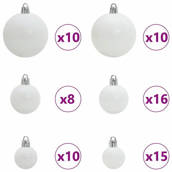 vidaXL Christmas Bauble Set with 300 LEDs 120 pcs White Plastic