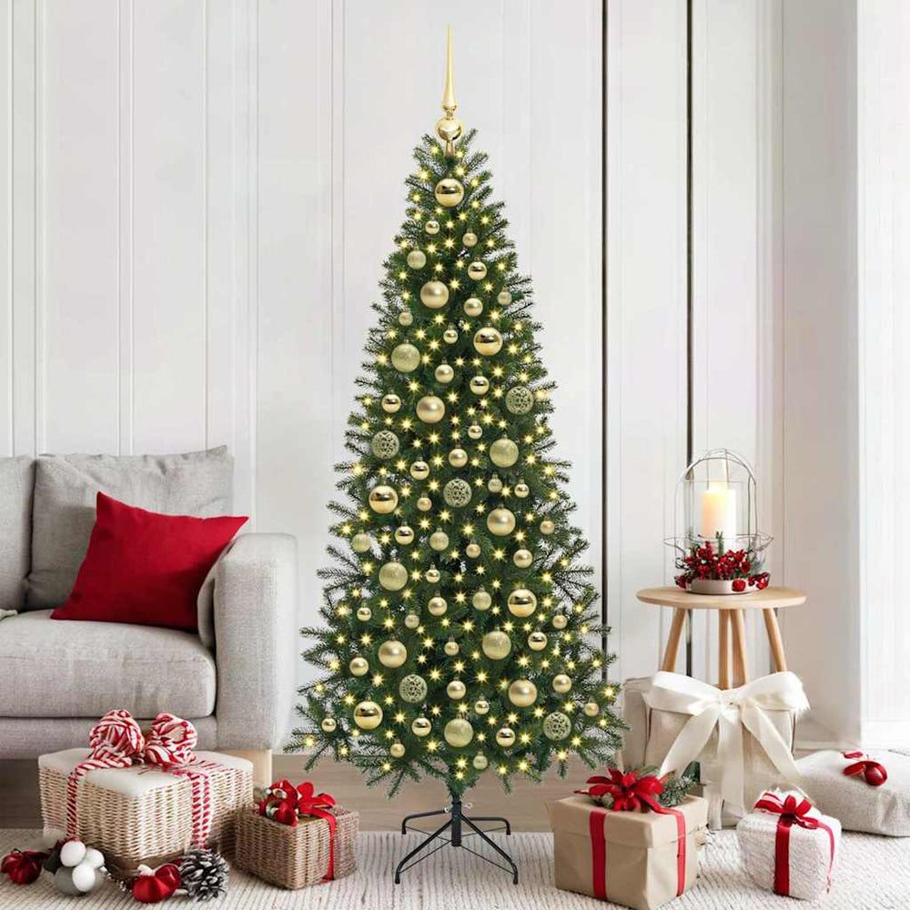 vidaXL Christmas Ornament Set with 300 LEDs 120 pcs Gold Plastic