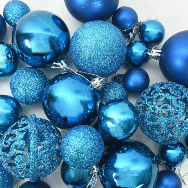 vidaXL Christmas Bauble Set with 150 LEDs 61 pcs Blue Plastic
