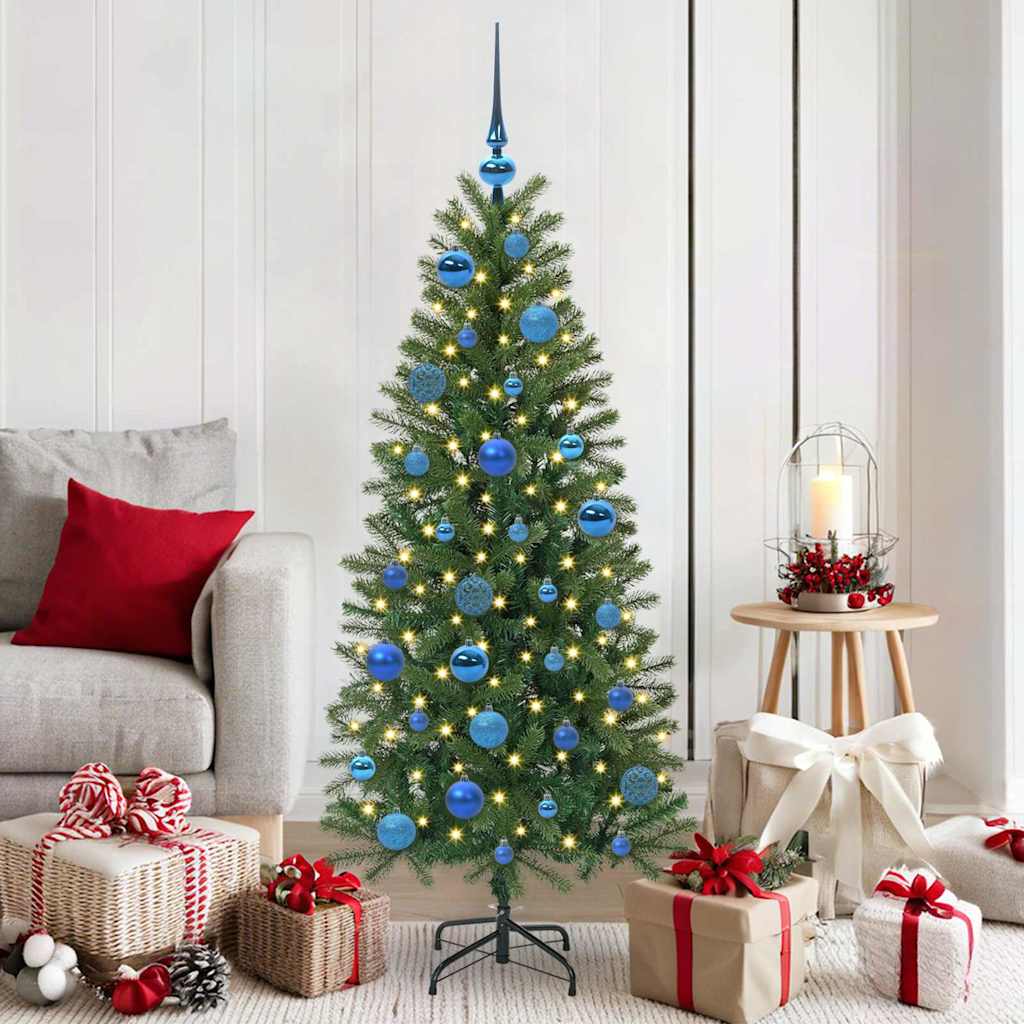 vidaXL Christmas Bauble Set with 150 LEDs 61 pcs Blue Plastic