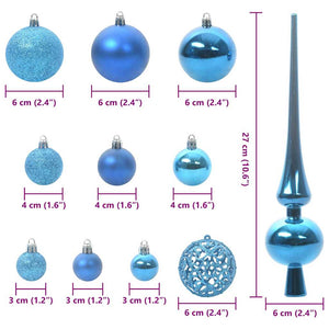 vidaXL Christmas Bauble Set with 150 LEDs 61 pcs Blue Plastic
