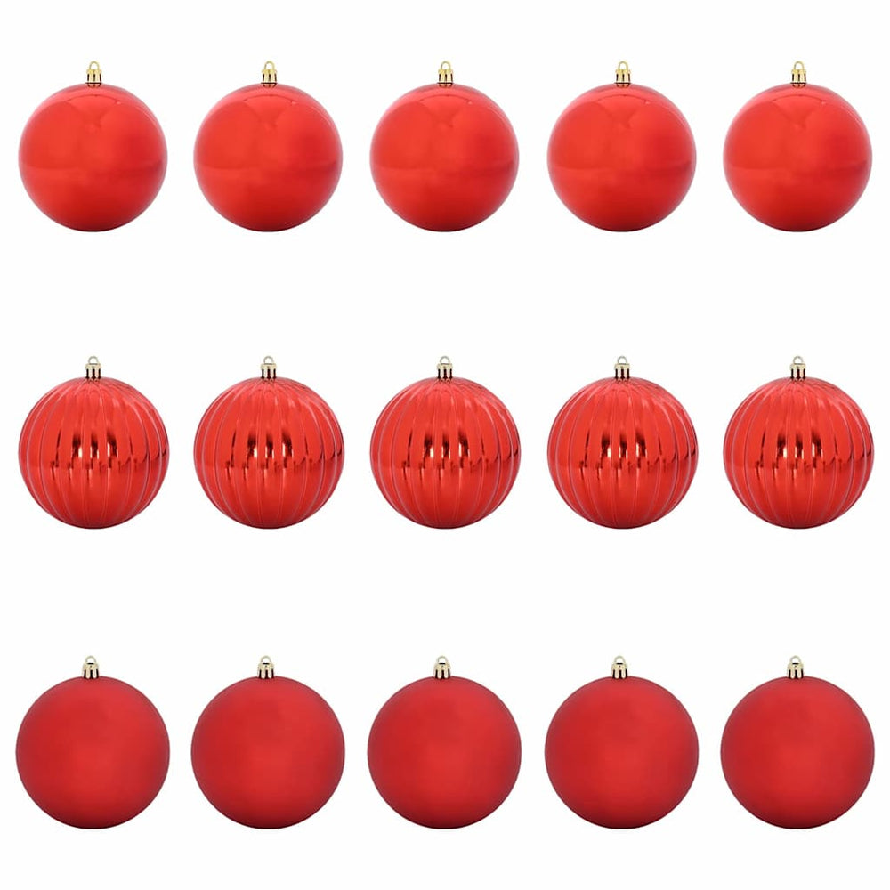 vidaXL Christmas Ball Set XL 15 pcs Red Plastic