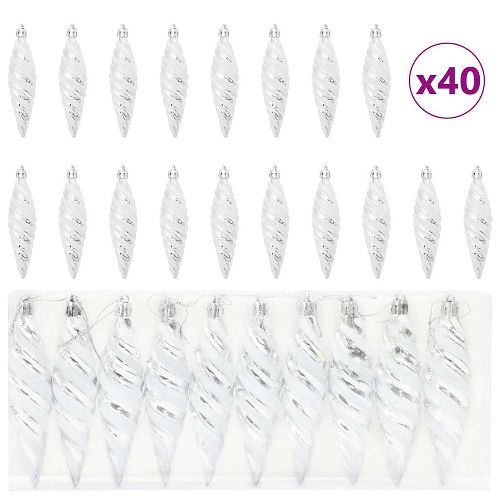 vidaXL Christmas Spiral Ball 40 pcs Silver Plastic
