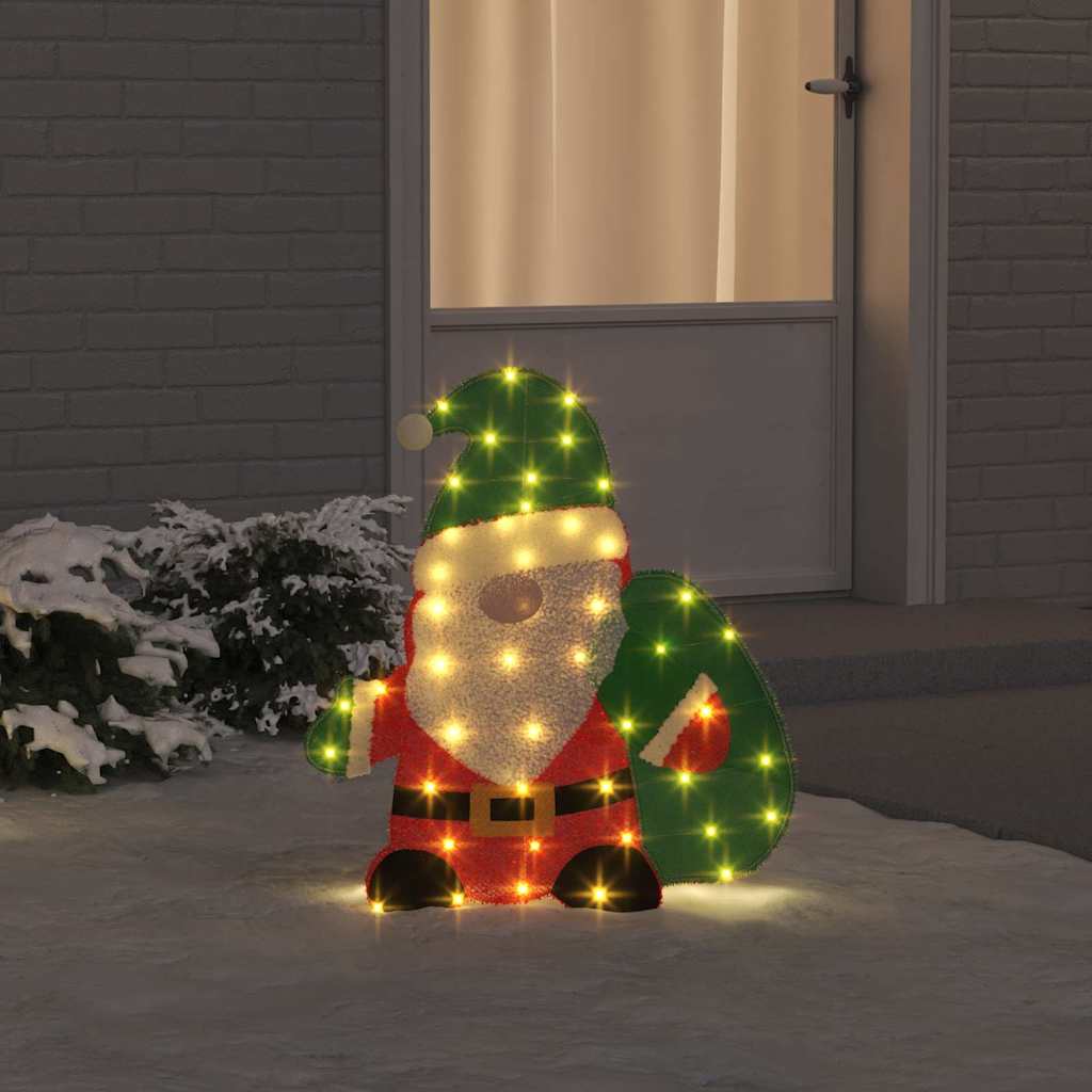 vidaXL Light-Up Santa Claus Warm White 70 x 62 cm Lame Fabric