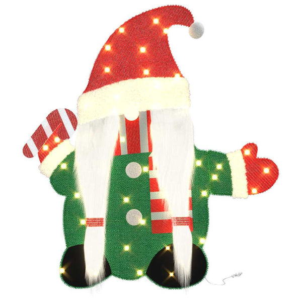 vidaXL Light-Up Gnome with 60 Warm White LEDs 71 x 64 cm Lame Fabric